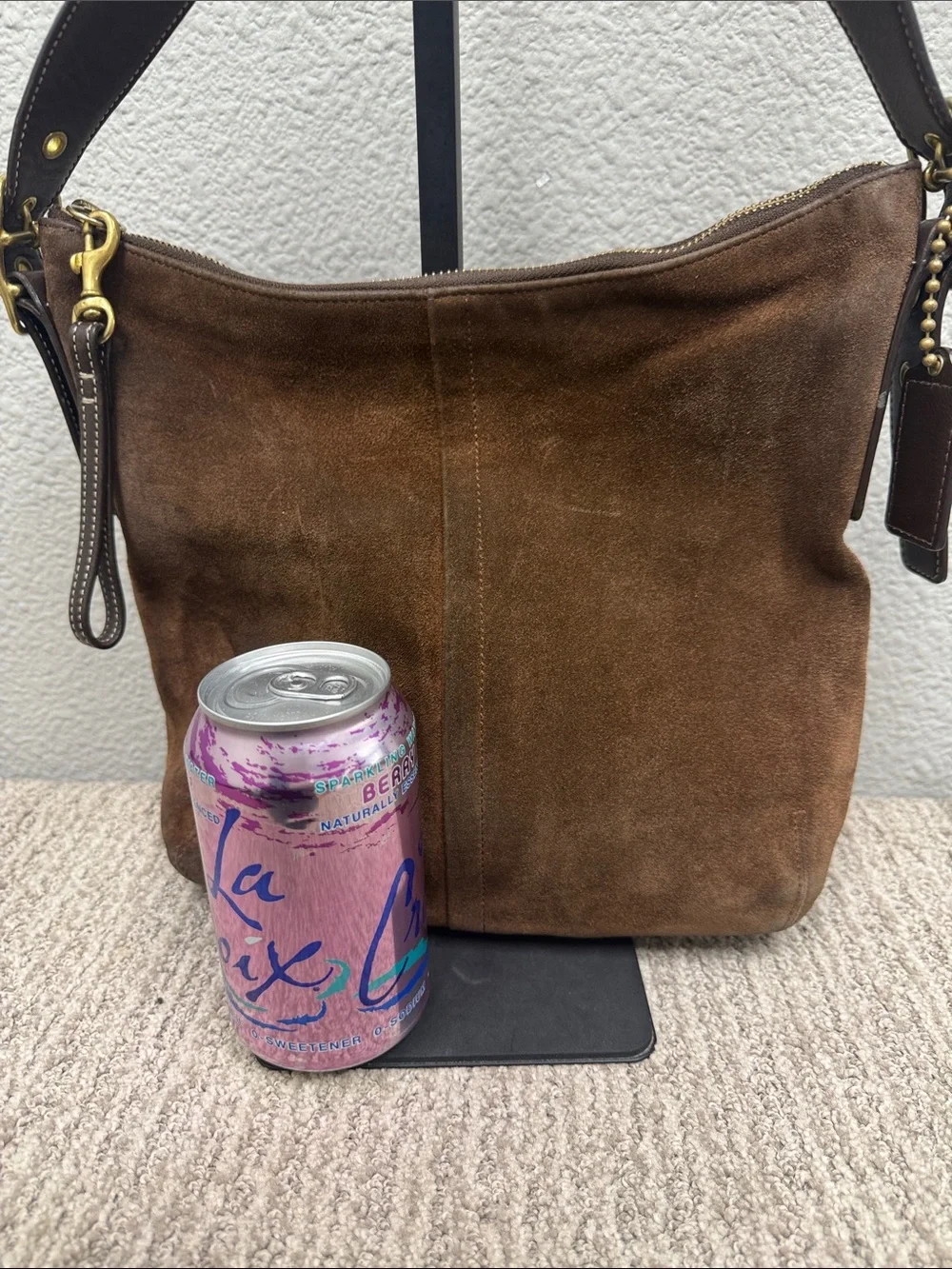Vintage Coach Legacy Brown Suede Hobo Bag with Dark Brown Leather Strap